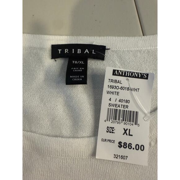 NWT Tribal Star 3/4 Sleeve Scoop Neck Knit Sweater Size XL - Picture 4 of 8